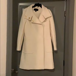 Ann Taylor White/Cream Boucle Funnel neck coat